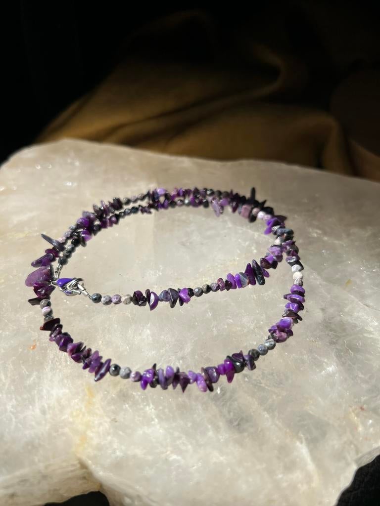 Sugiliet beschermt geluk hoge trilling healing uniek TIP, Overige materialen, Met bedels of kralen, Paars, Nieuw