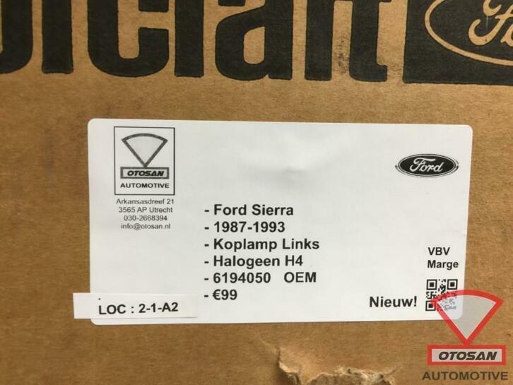 ford sierra 1987 1993 koplamp links h4 halogeen nieuw! 61940, Auto-onderdelen, Verlichting, Info@ford.com, Nieuw, Ophalen of Verzenden