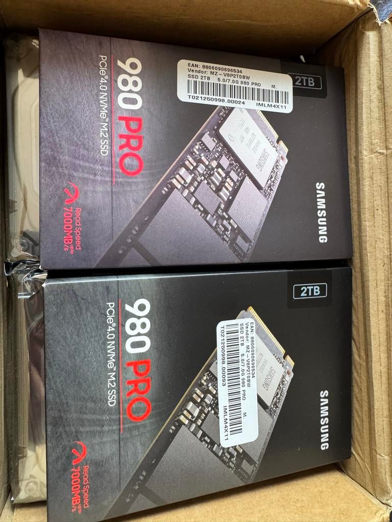 2x Samsung SSD 980 PRO 2TB NVMe M.2, Computers en Software, Harde schijven, Intern, Server, SSD, Nieuw
