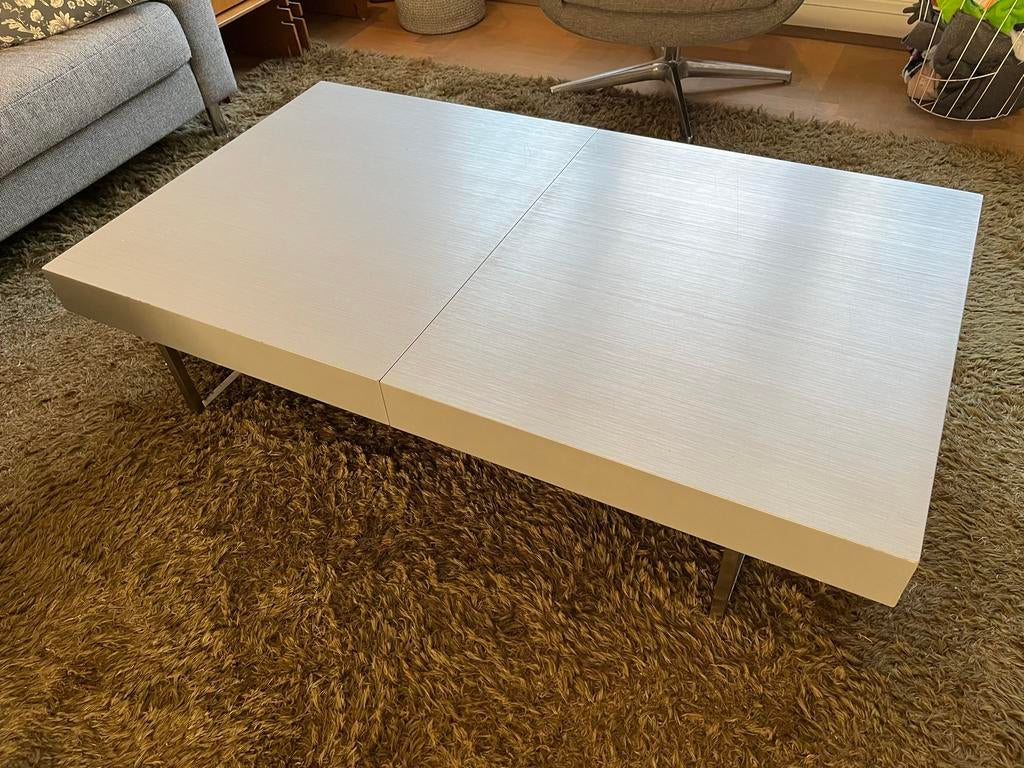 Leolux salontafel, schuifsysteem defect, Ophalen, Gebruikt, 100 tot 150 cm, 50 tot 100 cm