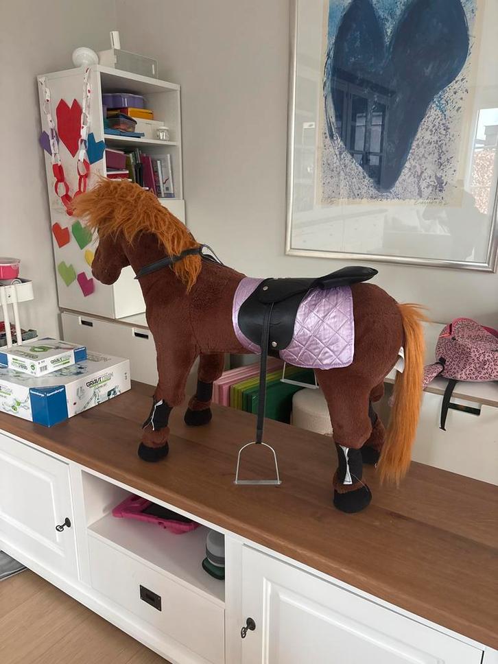 Happy People Pluche Paard Bruin - Realistisch Speelgoed, Kinderen en Baby's, Speelgoed | Knuffels en Pluche, Nieuw, Paard, Ophalen of Verzenden