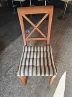 6 massief houten eetkamerstoelen met kussens, Huis en Inrichting, Gebruikt, Bruin, Ophalen of Verzenden, Stof