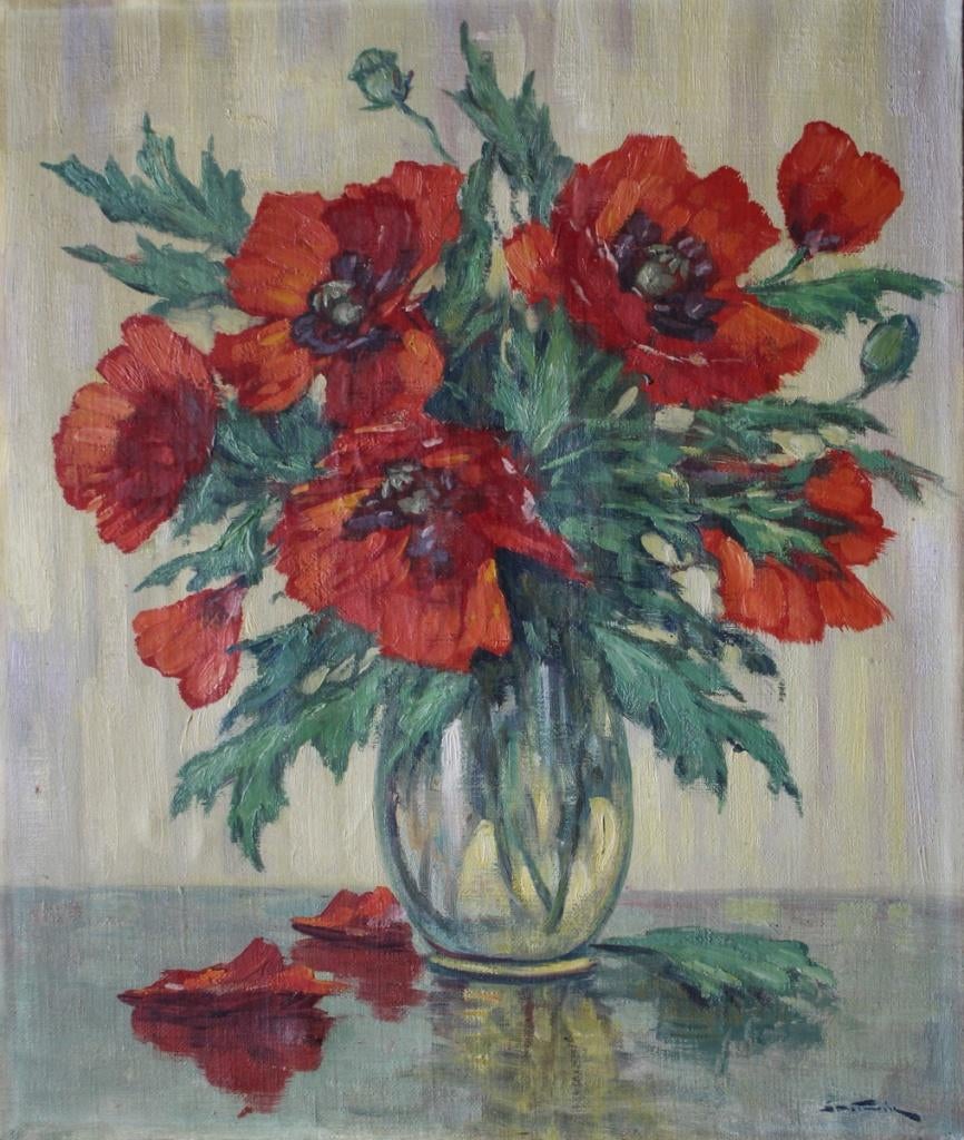 Fraai bloemstilleven, olie/doek gesigneerd., Verzenden