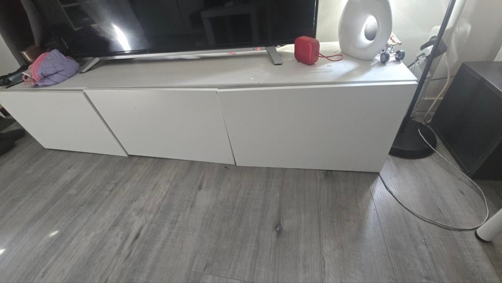 Wit tv meubel met 3 deuren, Huis en Inrichting, Overige materialen, Gebruikt, 100 tot 150 cm, Ophalen of Verzenden