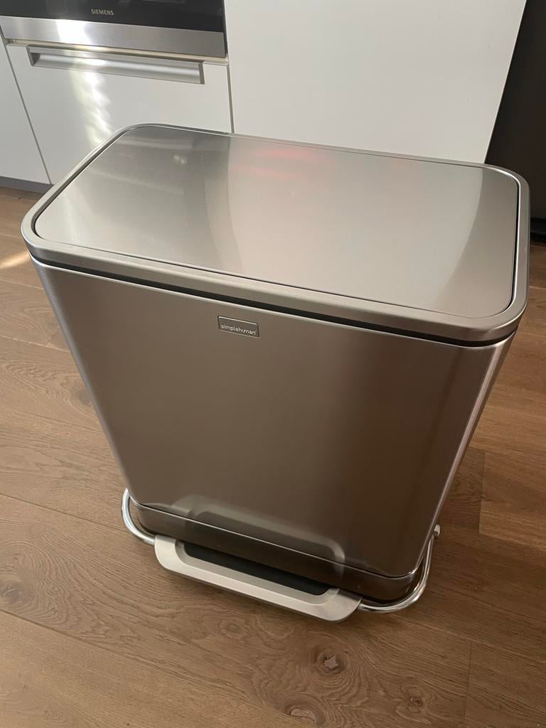 Simplehuman afvalbak voor afvalscheiding, Ophalen, Gebruikt, Met pedaal, 40 liter of meer