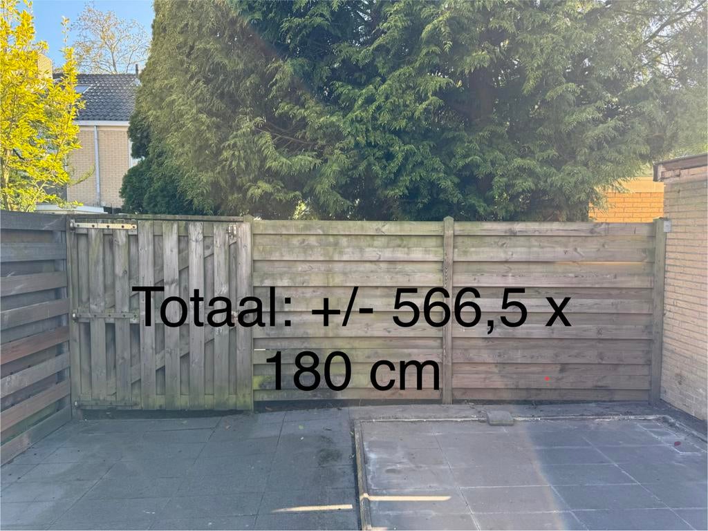 Geïmpregneerde Doorsteek Schutting met Brede Poort, Ophalen, 3 tot 6 meter, Hout, 1 tot 2 meter