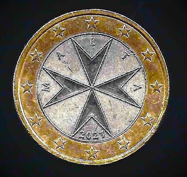 1 euro Malta 2021 - mooi exemplaar, Postzegels en Munten, Munten | Europa | Euromunten, Ophalen of Verzenden, Malta, 1 euro, Losse munt