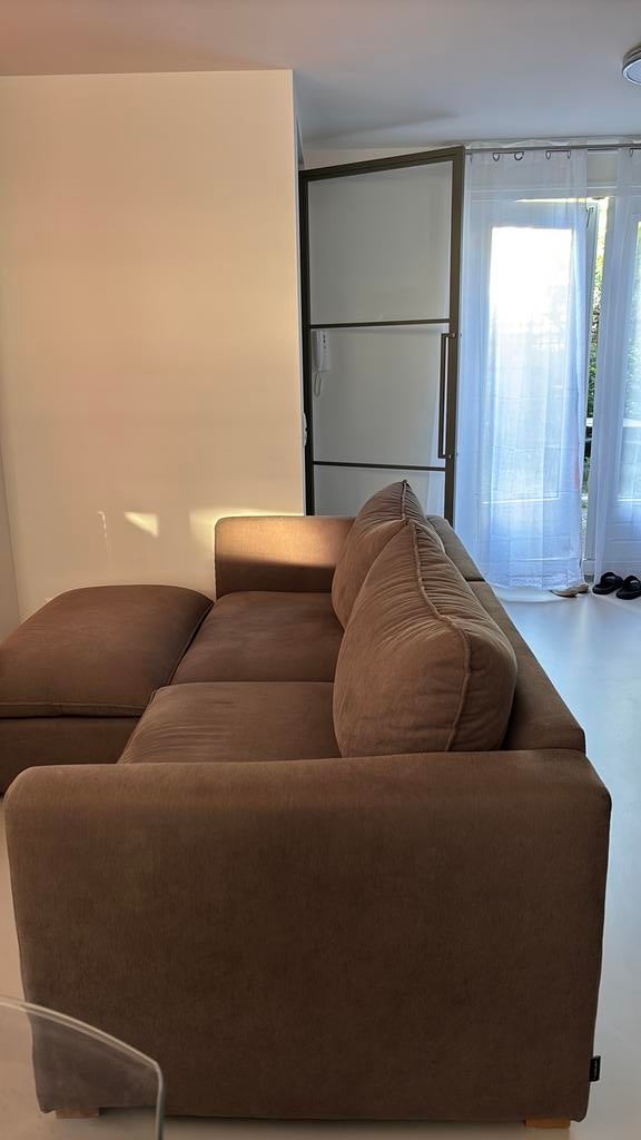 2.5 zits bank met poef, Ophalen, Gebruikt, Driepersoons, 75 tot 100 cm