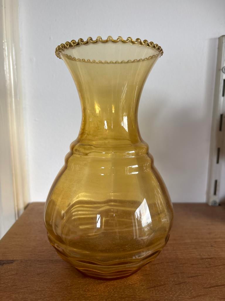 Amberkleurige glazen vaas, Antiek en Kunst, Ophalen of Verzenden