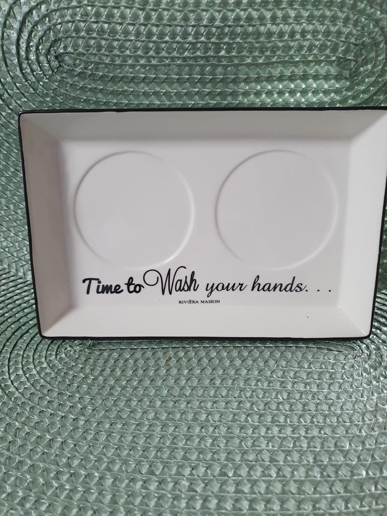 Riviera Maison Zeepbakje 'Time to Wash your Hands', Ophalen of Verzenden, Zo goed als nieuw, Wit, Overige typen
