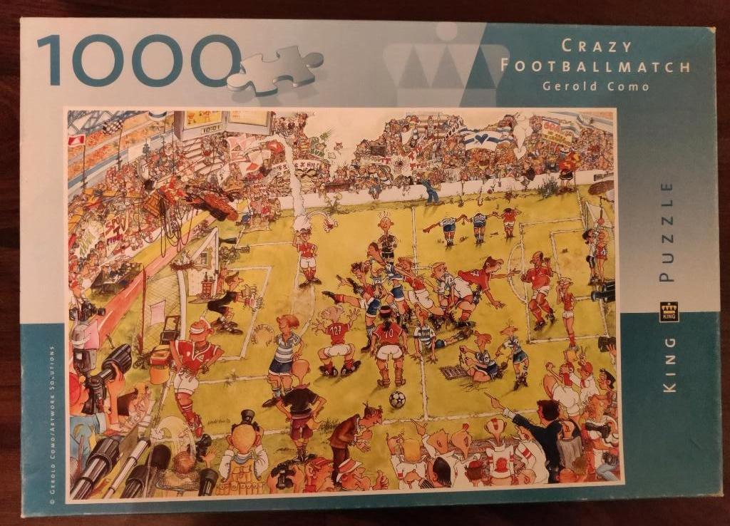 Puzzel Crazy Football Match van Gerold Como 1000 stukjes, Ophalen of Verzenden, 500 t/m 1500 stukjes, Zo goed als nieuw, Legpuzzel