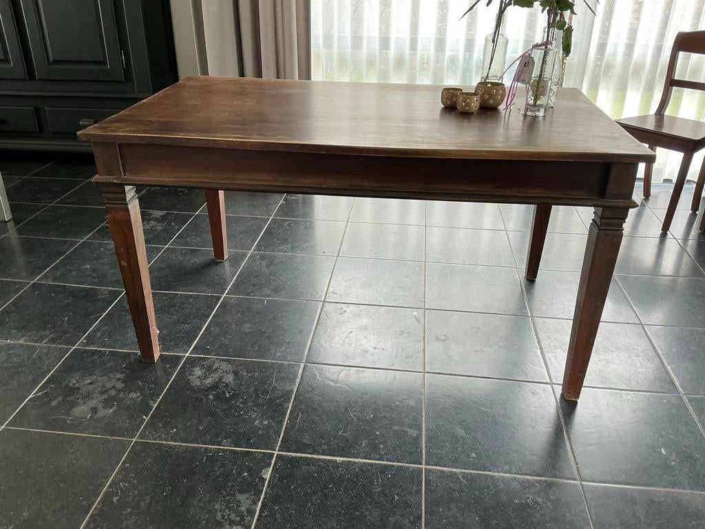 Vintage eetkamertafel met lade, Ophalen, Gebruikt, 100 tot 150 cm, Vintage
