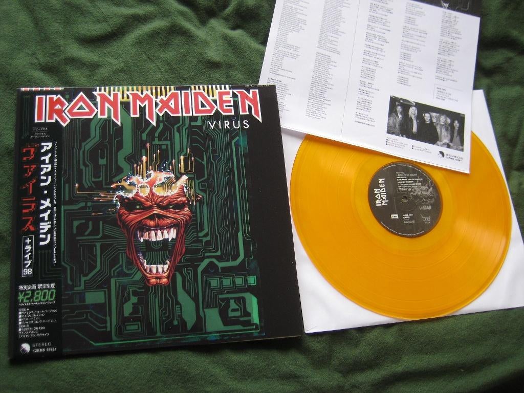 IRON MAIDEN - 1LP - "VIRUS" JAPAN/OBI - GEEL VINYL, Cd's en Dvd's, Vinyl | Hardrock en Metal, Ophalen of Verzenden, Nieuw in verpakking