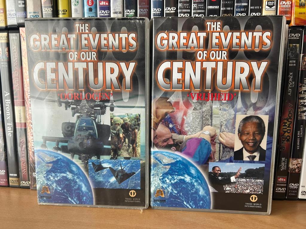 2x VHS The Great Events of our Century: Oorlogen & Vrijheid, Alle leeftijden, Ophalen of Verzenden, Gebruikt, Overige genres
