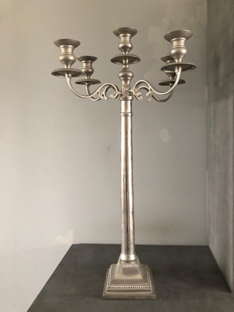 Kandelaar groot verzilverd paas diner brunch, Gebruikt, Ophalen of Verzenden, 75 cm of meer, Kandelaar