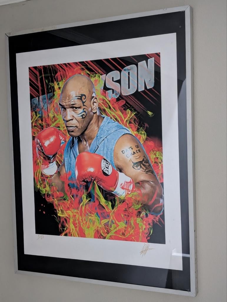 Mike Tyson Litho - Handgesigneerd door Raffaele de Leo, Ophalen of Verzenden
