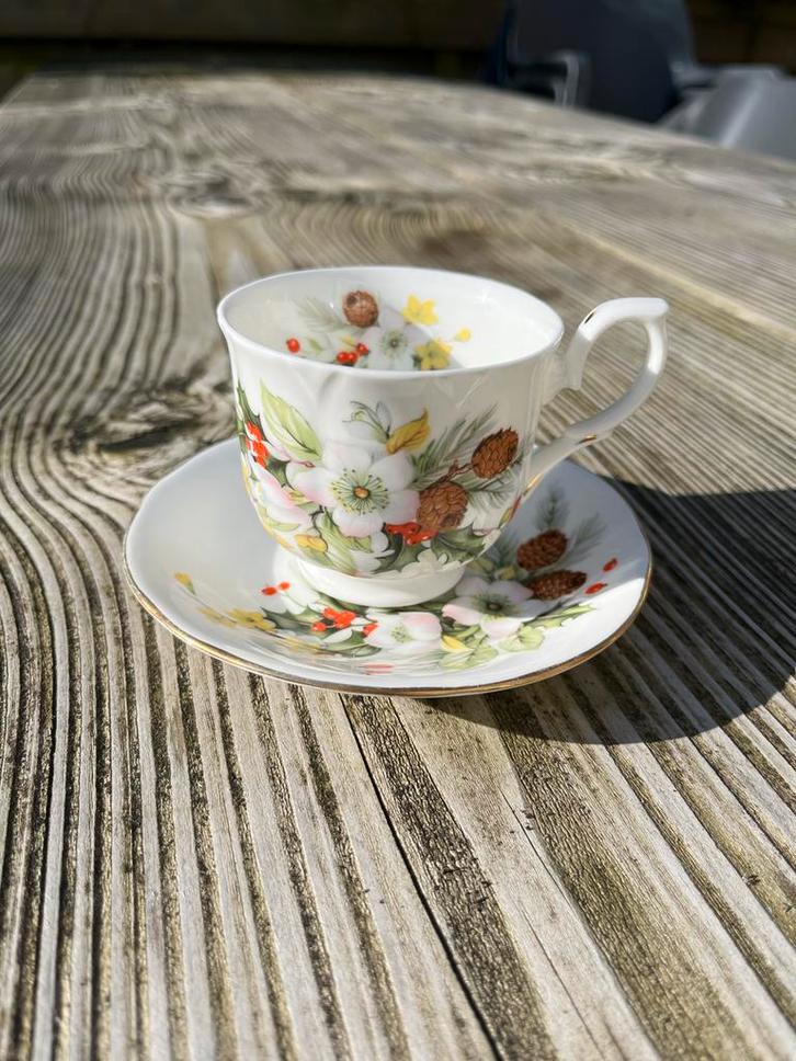 Vintage Duchess Bone China Theekop en Schotel - Winter, Antiek en Kunst, Antiek | Porselein, Ophalen of Verzenden