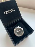 Herenhorloge - Olympic, Sieraden, Tassen en Uiterlijk, Horloges | Heren, Overige merken, Leer, Staal, Polshorloge