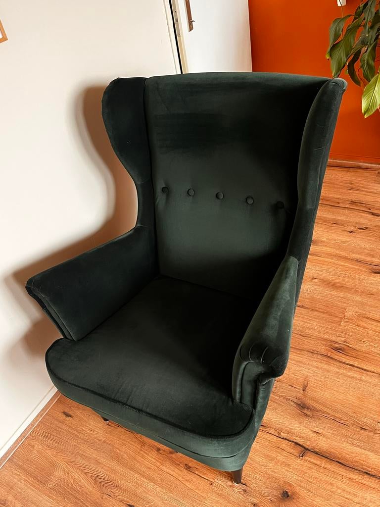Strandmon stoel donkergroen, Huis en Inrichting, Fauteuils, Ophalen, Gebruikt, 75 tot 100 cm, 75 tot 100 cm