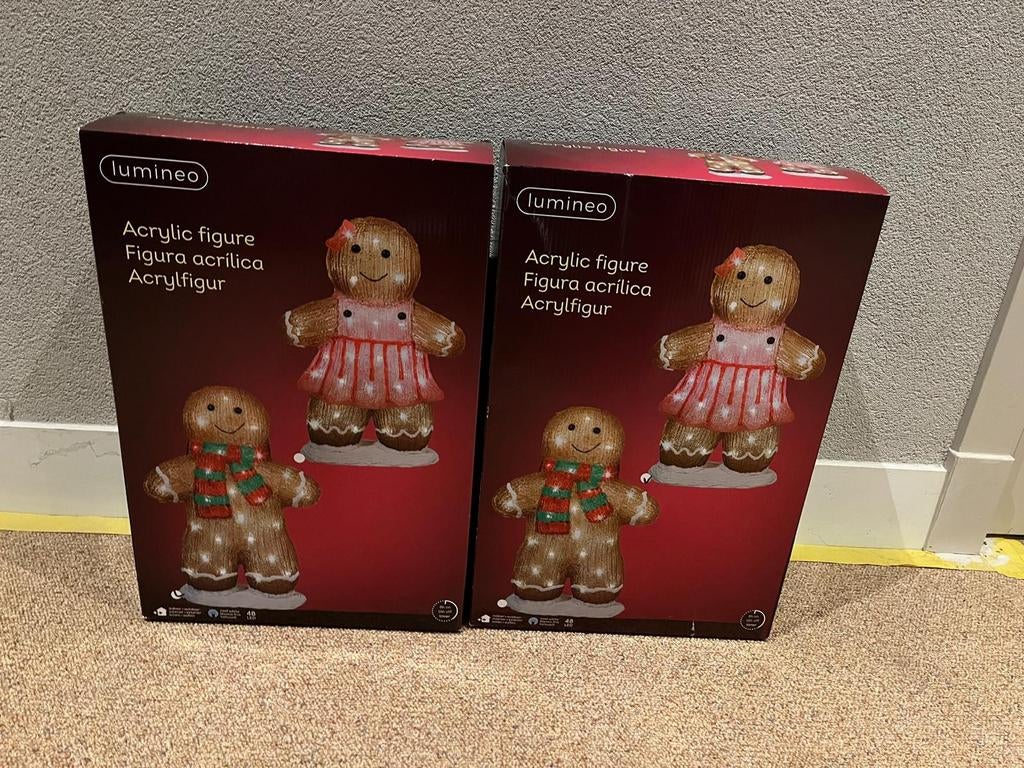 Verlichte gingerbread koeken man en vrouw nieuw, Ophalen, Nieuw