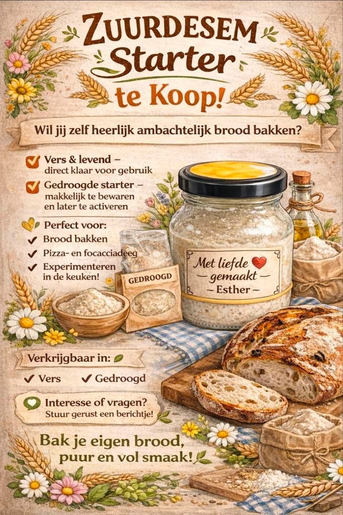 Zuurdesemstarter zuurdesem starter. Biologische tarwebloem, Diversen, Levensmiddelen, Ophalen of Verzenden