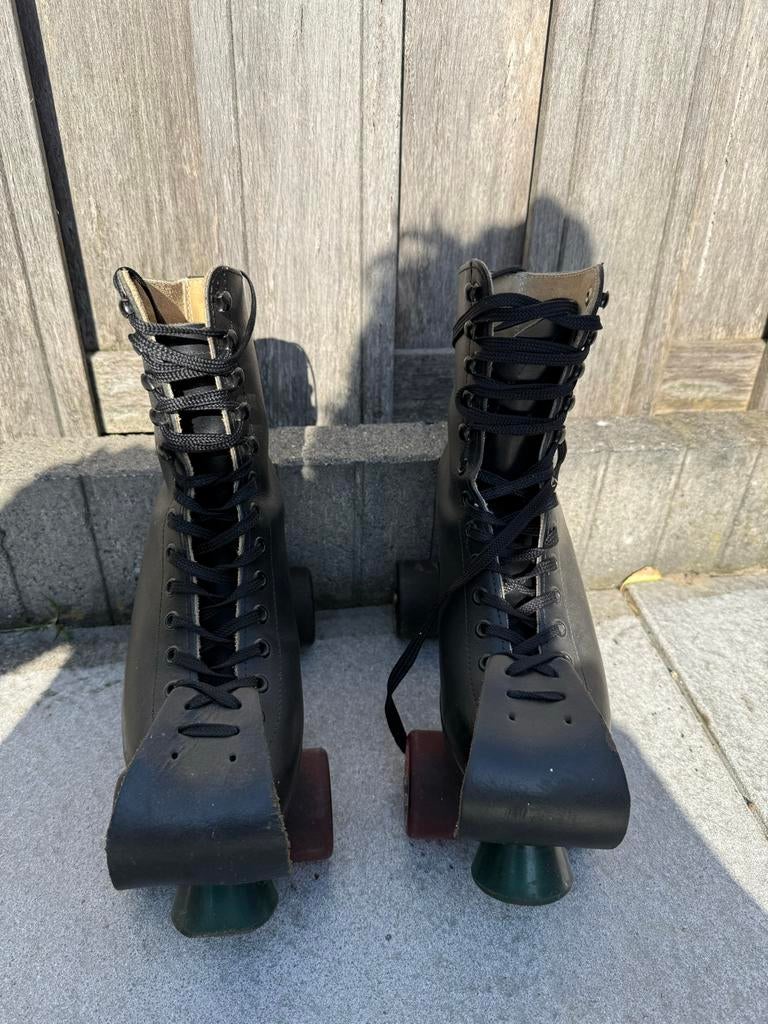 Vintage Rolschaatsen - Zwart Leer, Ophalen, Gebruikt