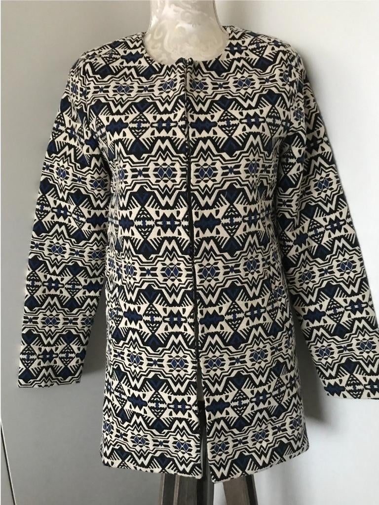 Mooi Jasje Blauw-Creme, Zo goed als nieuw, Ivivi, Maat 36 (S), Verzenden