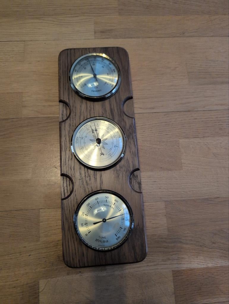 Vintage Weerstation: Barometer, Thermometer, Hygrometer, Audio, Tv en Foto, Weerstations en Barometers, Ophalen, Gebruikt, Weerstation