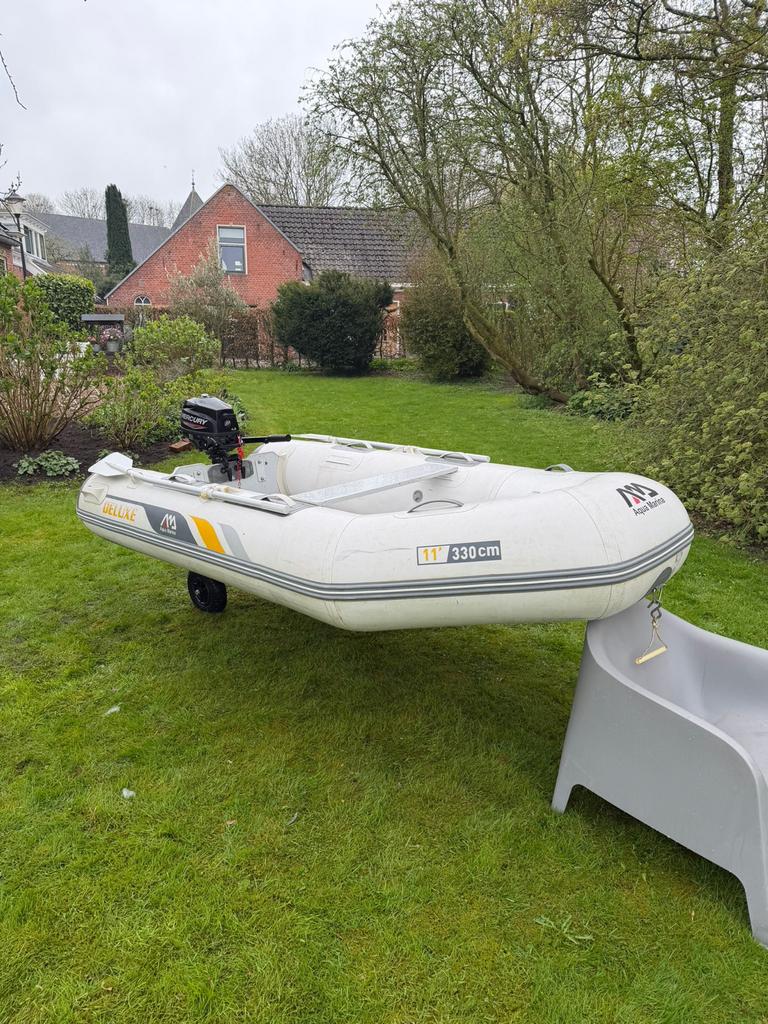 Aqua Marina Deluxe rubberboot met Mercury 3.5 pk motor, Gebruikt, Benzine, Minder dan 70 pk, Overige materialen