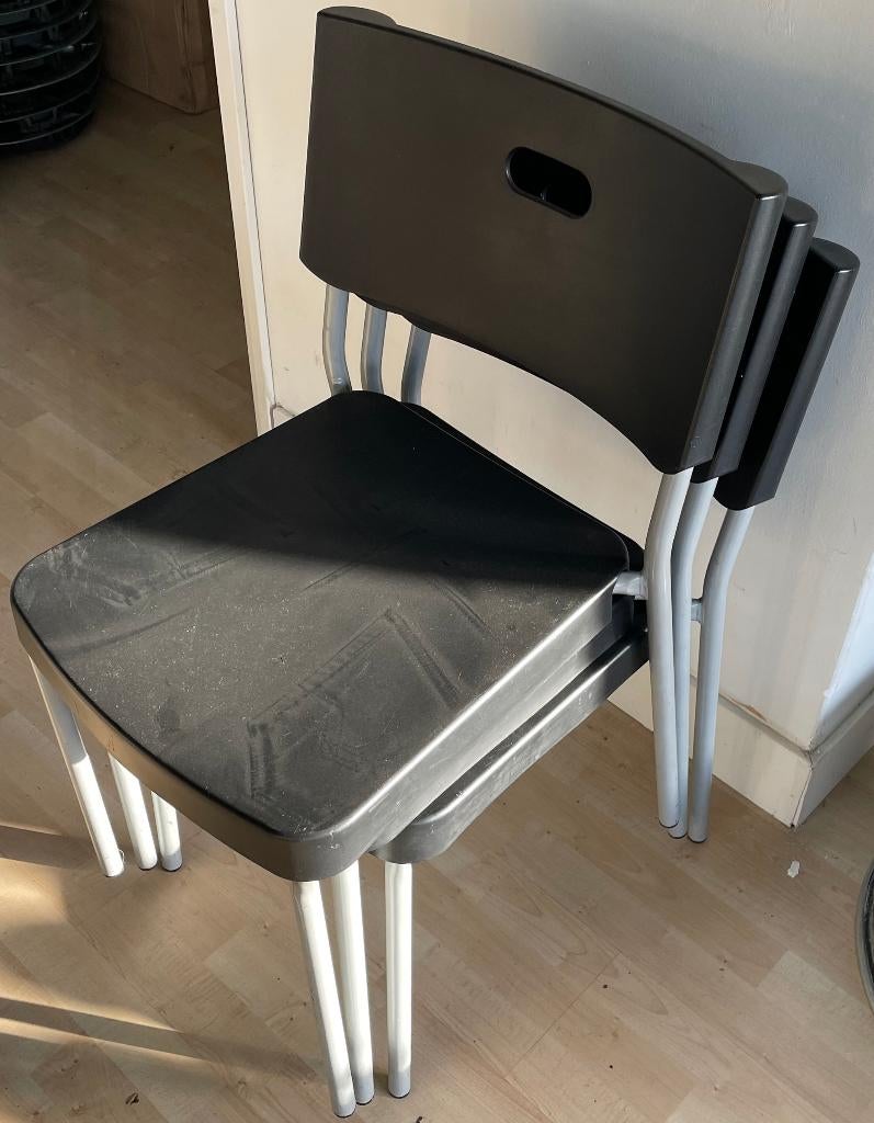 Leuke IKEA Herman vintage stoelen eetkamer, Huis en Inrichting, Stoelen, Ophalen, Kunststof, Gebruikt, Zwart