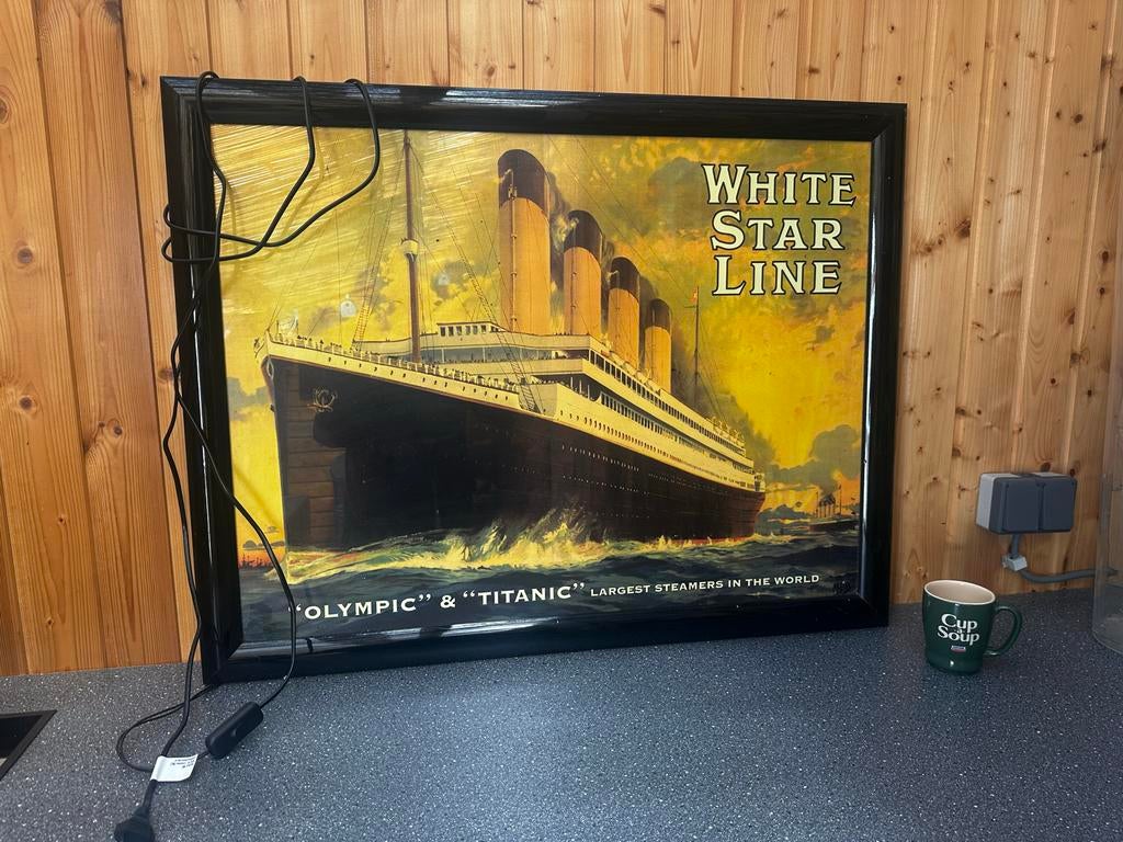 Titanic & Olympic Schilderij/Foto Ingelijst - White Star Lin, Gebruikt, 50 tot 75 cm, Ophalen of Verzenden, 75 tot 100 cm