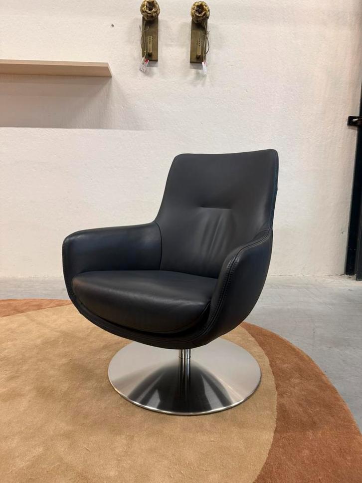 Nieuw Gealux Koraal Draaifauteuil Blauw leer Design stoel, Huis en Inrichting, Fauteuils, Nieuw, Leer, 75 tot 100 cm, Ophalen of Verzenden