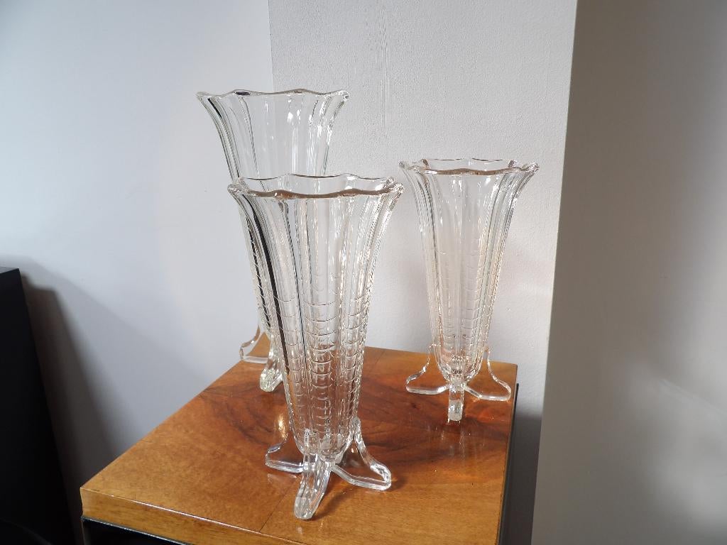 Art Deco Val st Lambert Vazen Set Montesquieu, Antiek en Kunst, Ophalen of Verzenden