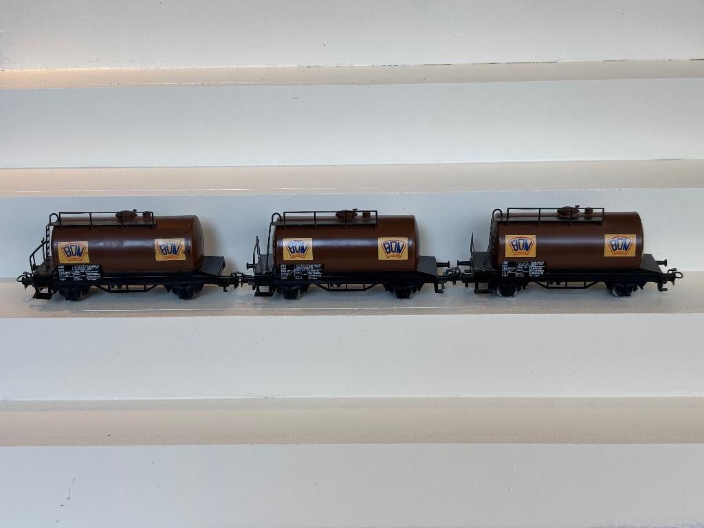 3 x Märklin 4449 Pieter Bon ketelwagons, Hobby en Vrije tijd, Modeltreinen | H0, Wisselstroom, Gebruikt, Wagon, Ophalen of Verzenden