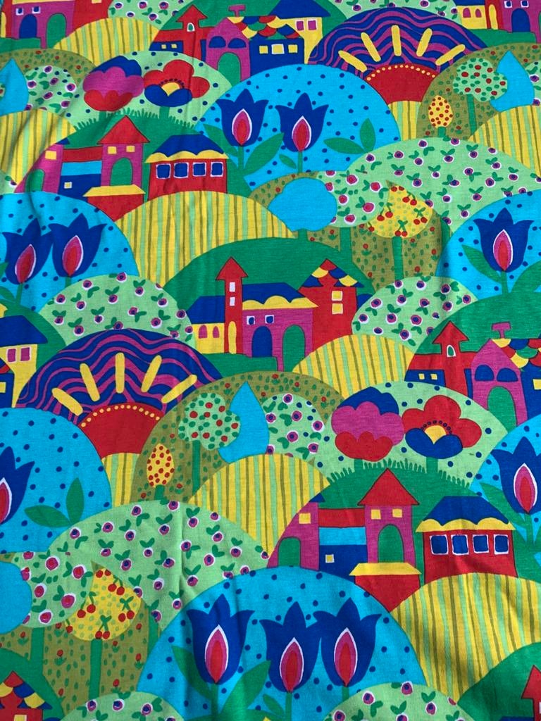 Vintage lap stof tricot Jicker collection ninties retro, Hobby en Vrije tijd, Stoffen en Lappen, Overige kleuren, 120 cm of meer