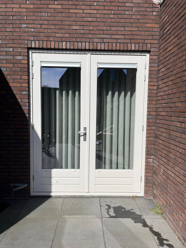 Dubbele Buitendeur met Glas - 245x197 cm - Ophalen juni, Gebruikt, Ophalen of Verzenden, Buitendeur, Hout