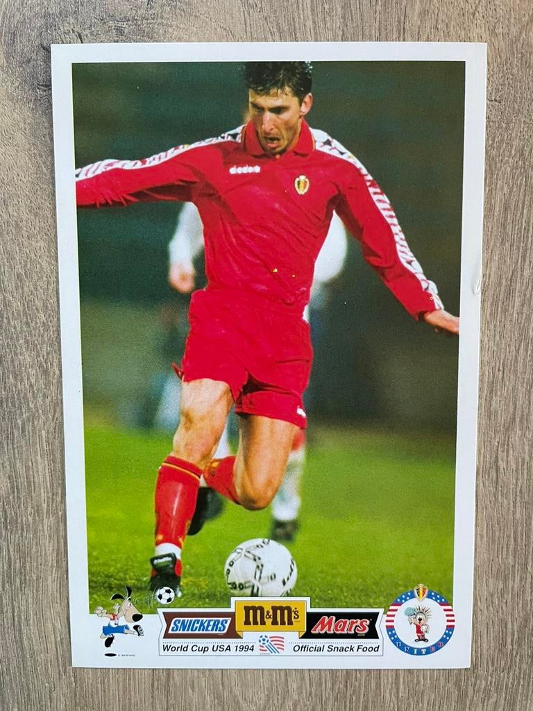 Fotokaart Luc Nilis ( België, PSV)  WK 1994 ., Verzamelen, Sportartikelen en Voetbal, Ophalen of Verzenden, Nieuw, PSV, Spelerskaart
