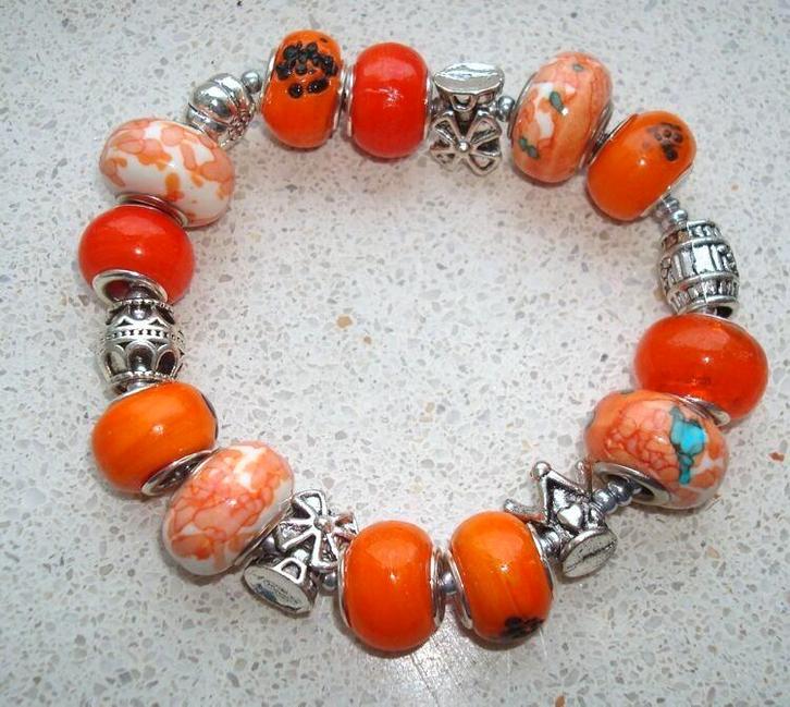 Armband Oranje Boven met kroontje en molens-maat naar wens, Sieraden, Tassen en Uiterlijk, Armbanden, Nieuw, Elastiek, Oranje