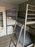 Ikea hoogslaper met bureau - grijs metaal, Ophalen, Gebruikt, Hoogslaper