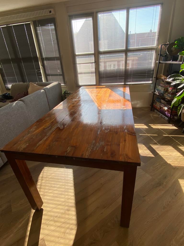 Hardhouten eettafel 220 x 100 cm, Huis en Inrichting, Tafels | Eettafels, Gebruikt, Ophalen