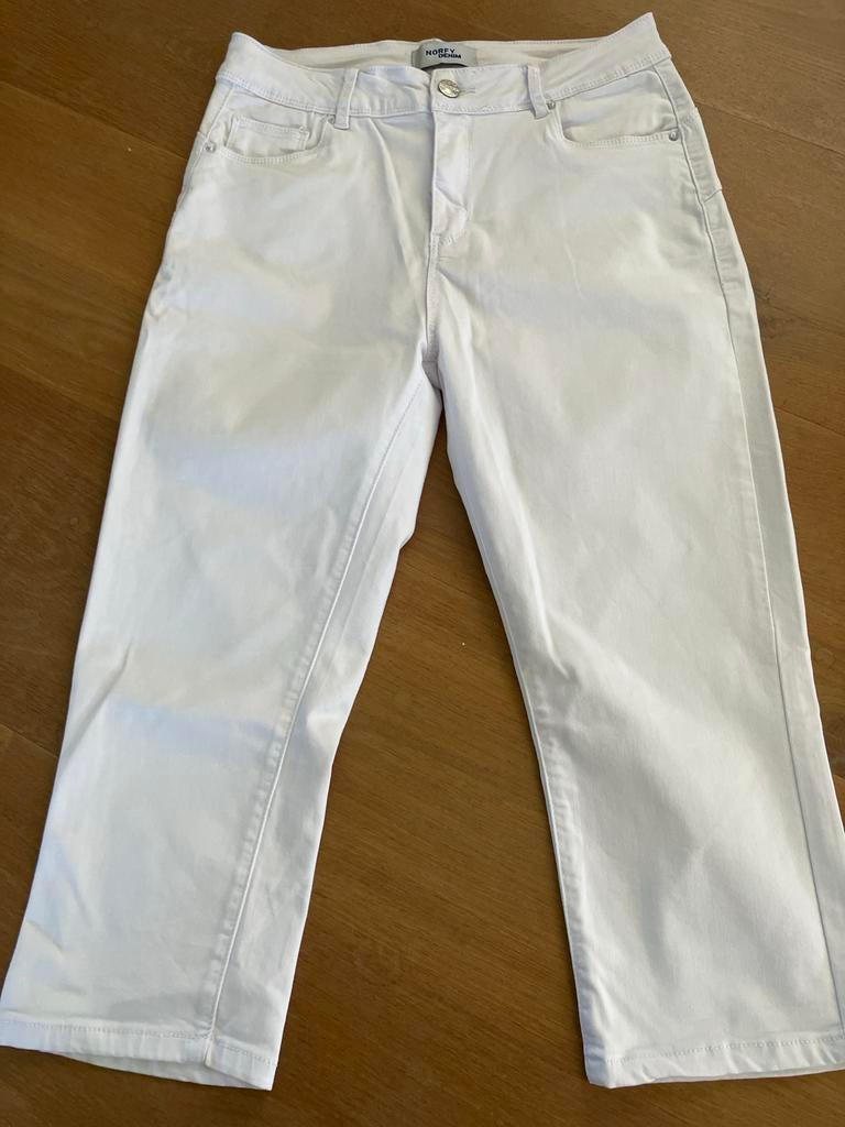 Witte Norfy Denim Driekwart Broek maat 38, Maat 38/40 (M), Wit, Ophalen of Verzenden, Zo goed als nieuw