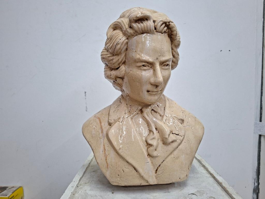 schiterende groot beeld beethoven buste klei, Ophalen of Verzenden, Zo goed als nieuw, Mens
