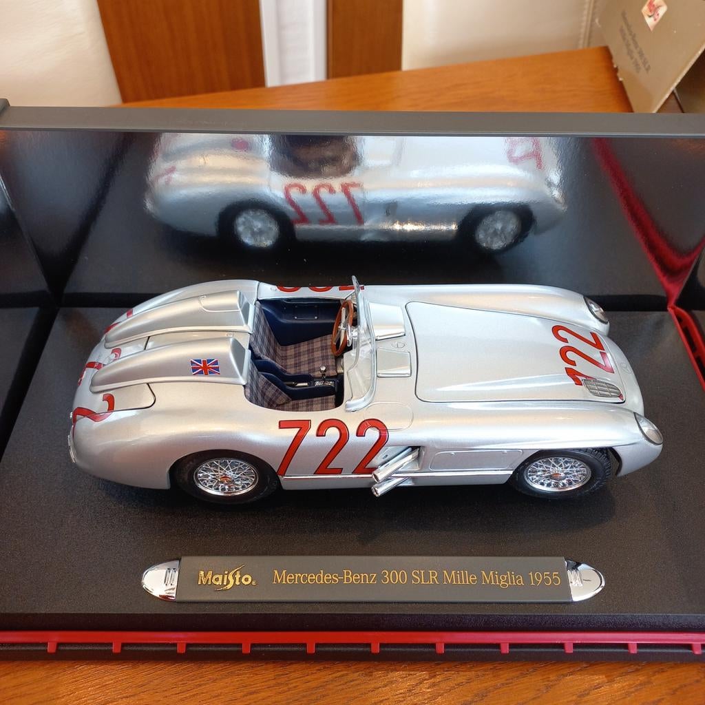 Mercedes-Benz 300 SLR Mille Miglia, 1:18, OVP, Maisto, Nwst, Ophalen of Verzenden, Zo goed als nieuw, Auto, Maisto