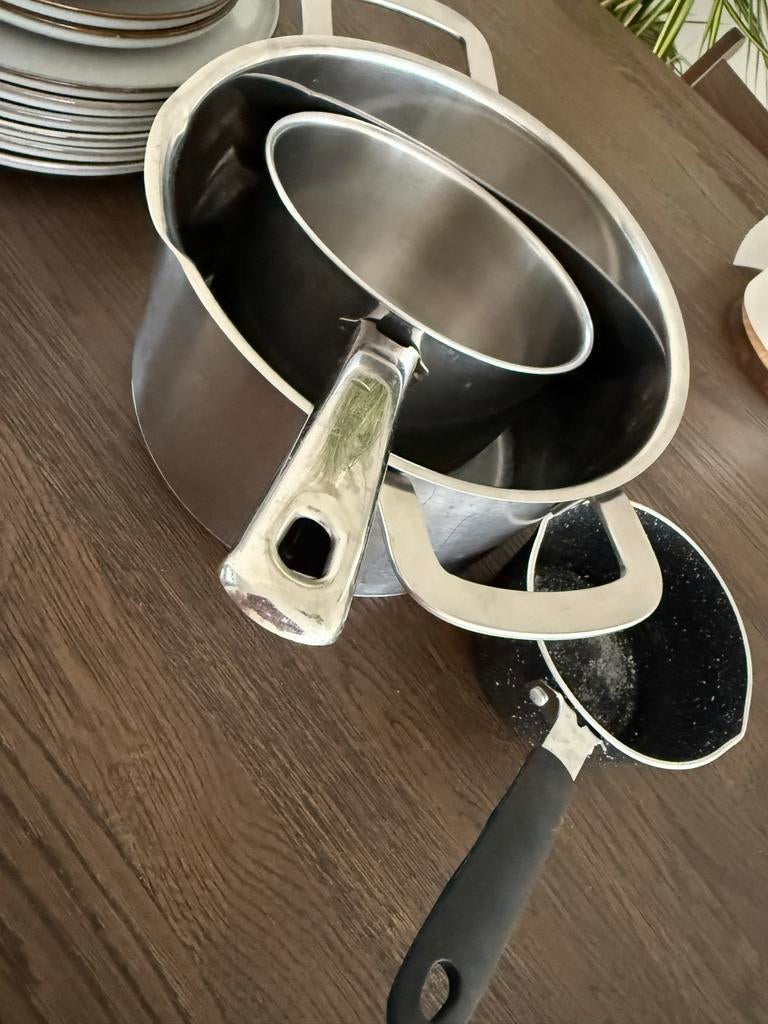 IKEA roestvrijstalen pannen - inductie geschikt + gratis pan, Gebruikt, Inductieplaat, Pannenset, Ophalen of Verzenden