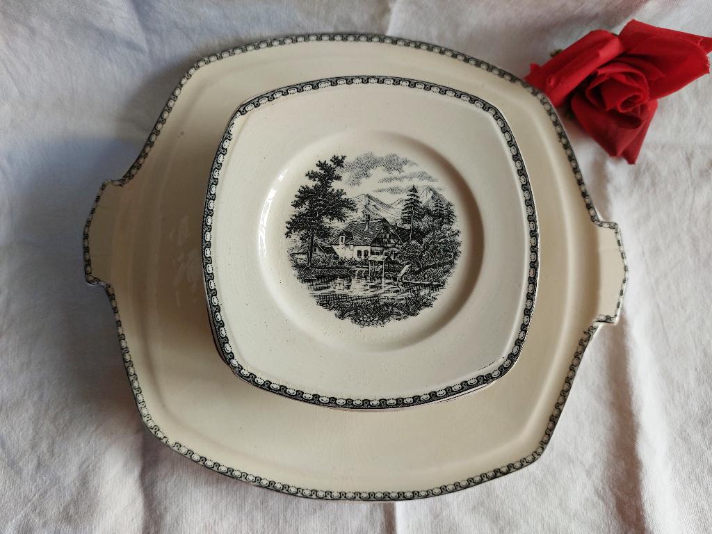 Societé Céramique | 13 - delig gebakstel | Landschap, Antiek en Kunst, Antiek | Servies los, Ophalen of Verzenden