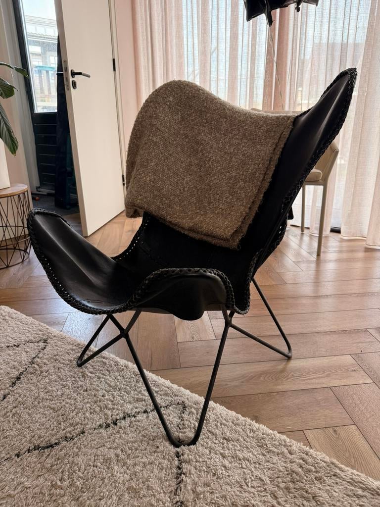 Riverdale zwarte leren stoel, Ophalen, Gebruikt, Minder dan 75 cm, Leer