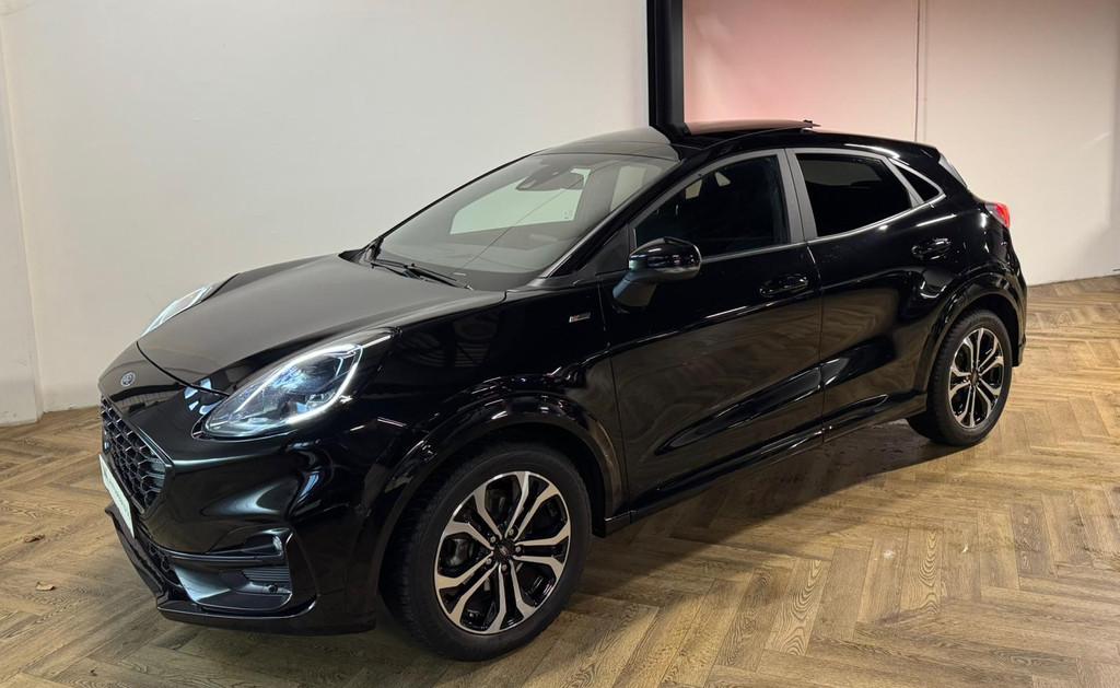 Ford Puma 1.0 EcoBoost Hybrid ST-Line X PANO KEYLESS CAM, Auto's, Ford, 125 pk, Zwart, 1226 kg, Zwart