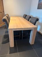 Grote eettafel met 6 stoelen (250 x 100 cm), Huis en Inrichting, Tafels | Eettafels, Ophalen, Gebruikt, 100 tot 150 cm, 200 cm of meer