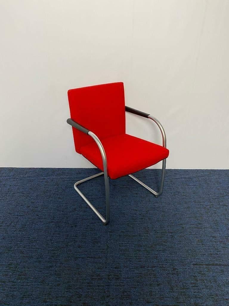 6 x Vitra Visasoft Visavis design vergaderstoel, rood, Huis en Inrichting, Stoelen, Gebruikt, Vijf, Zes of meer stoelen, Metaal