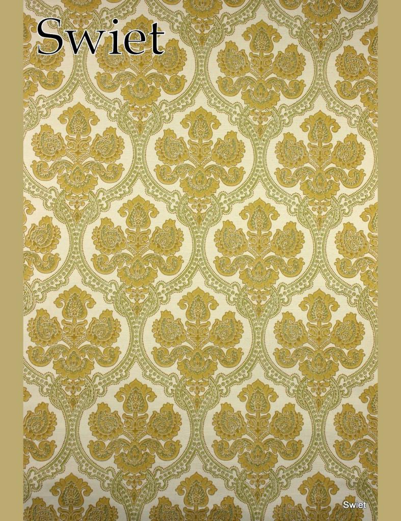 4798 barok behang geelgroen ornament retro jaren 70 klassiek, Huis en Inrichting, Stoffering | Behang, Ophalen of Verzenden, Minder dan 10 m²